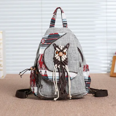 

Fashion national String appliques women shopping backpacks!New embossing lady multi-use backrack Hot canvas zipper&Hasp backruck