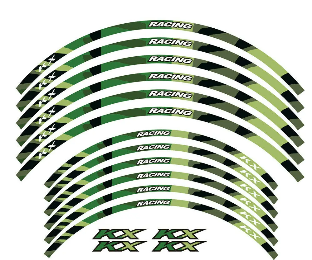 Колесные наклейки в полоску для KAWASAKI KX 250 X F KX125 450 21 &quot19" | Автомобили и мотоциклы