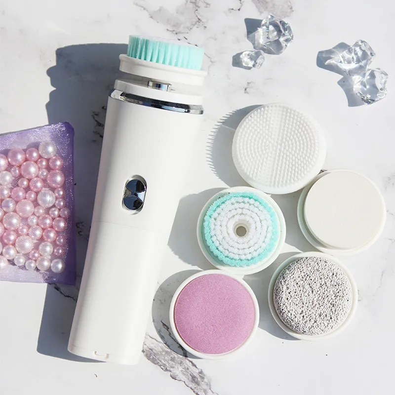 

5-in-1 Electric Cleaning Brush Silicone Rotating Cleaning Brush Deep Cleansing Pores Removing Dark Spots and Acne Facialcleanser