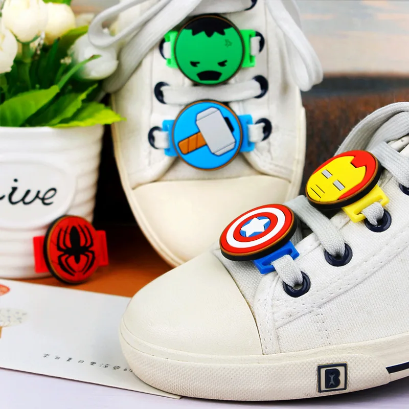 The Avengers Disney Kawaii Marvel Sports Shoelace Buckle  Action Figure Toys Accessories Iron Man Captain America Spiderman