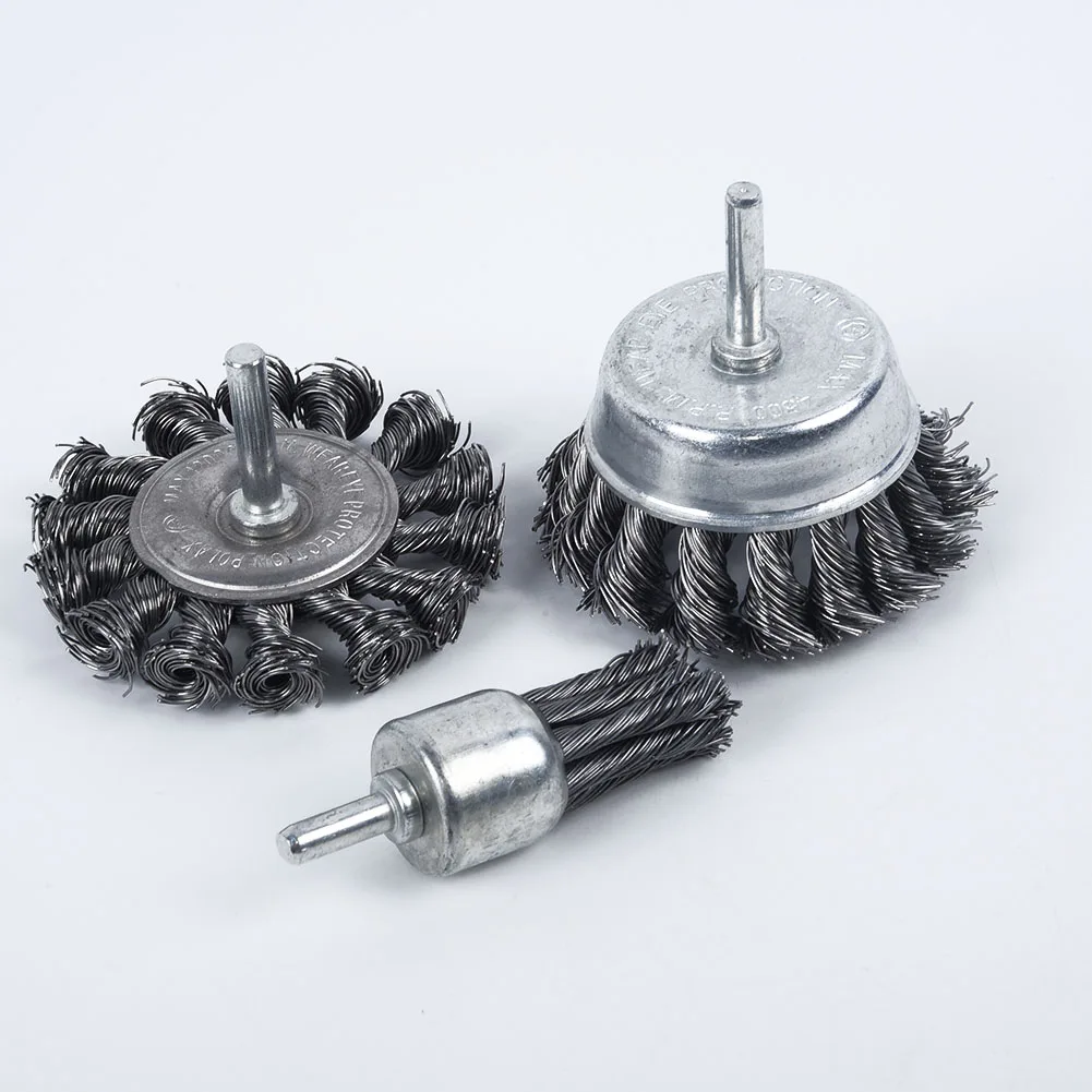 

3 шт. стальной Вращающийся шарнир с узлом, плоская проволока, круглая щетка, диск, Удаление ржавчины, полировка для дрели, угловой шлифовальн...