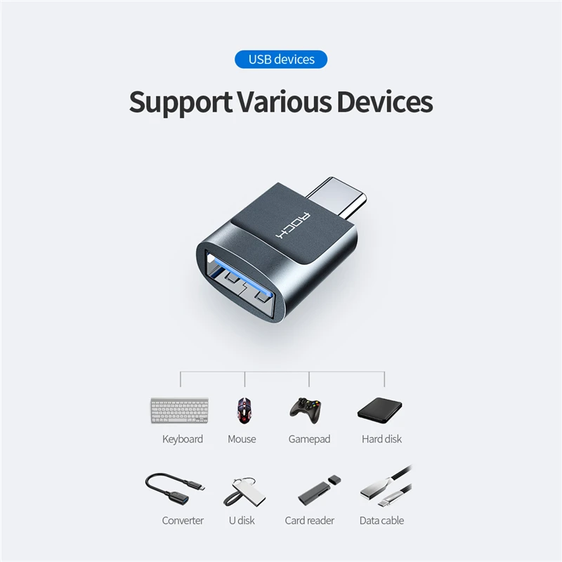 ROCK usb type C Мужской USB 3 0 Женский OTG адаптер для передачи данных и быстрой зарядки тип