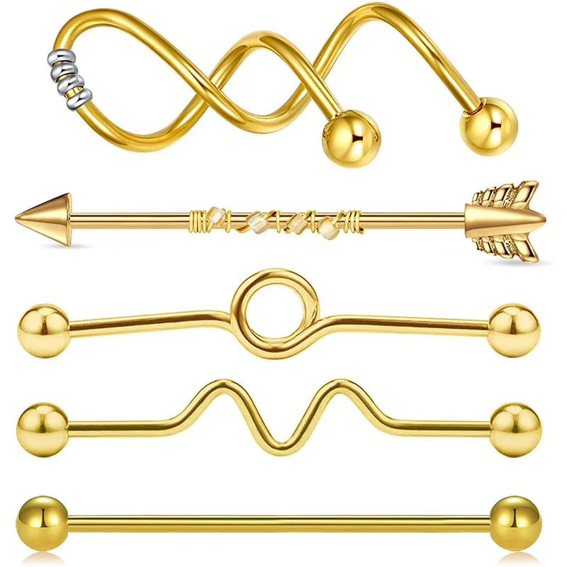 Промышленная Длинная спиральная штанга 14 г промышленный пирсинг твист длинная
