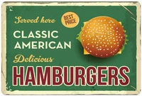 classic american delicious hamburger novelty parking retro metal tin sign plaque poster wall decor art shabby chic gift