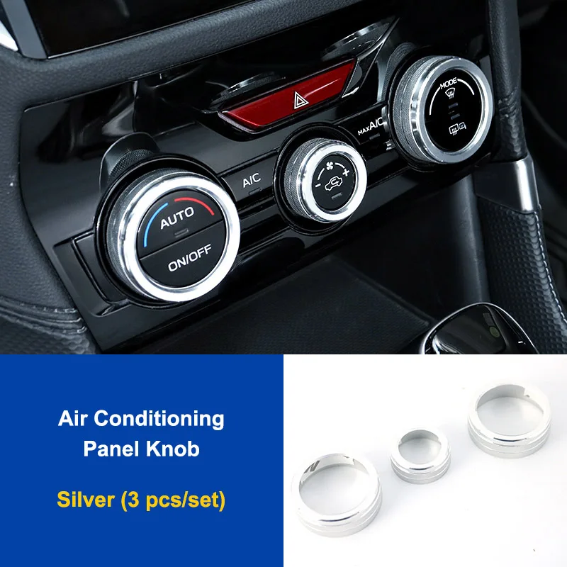 Air Knob Sivler 3pcs QHCP алюминиевый сплав автомобильный CD аудио стерео Кнопка регулировки переключатель кольцо панель управления AC ручка Крышка для Subaru Forester XV 18-19 - Название цвета: Air Knob Sivler 3pcs