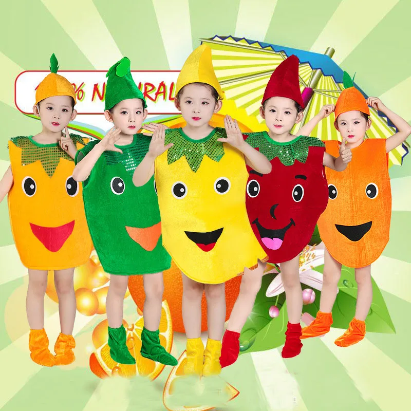

Children Party Children's Day Cartoon Fruit Vegetable Costume Cosplay Clothes Pumpkin Banana For Kids Boy Girl Halloween