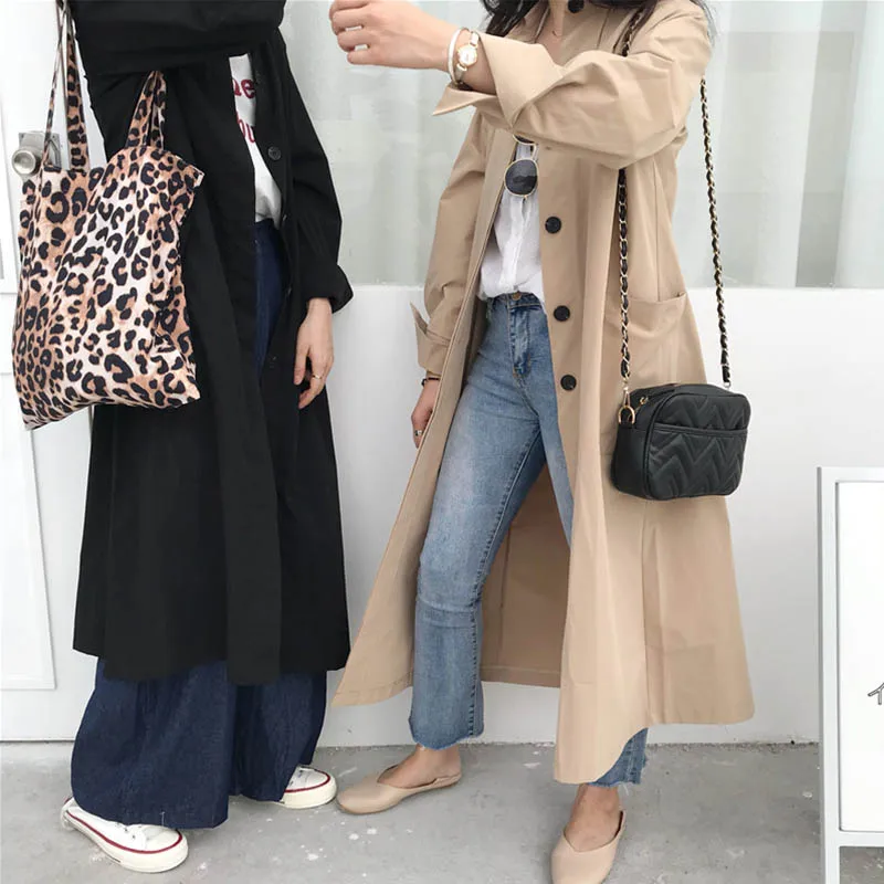

Women Autumn Long Sleeve cloak Long Trench Coat Female Pocket cardigan Straight Shirt Windbreaker Manteau Femme Hiver Overcoat