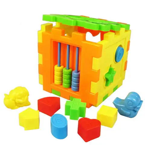 Обучающие кубики, Детские кубики в виде животных, строительные блоки, коробка для сортировки, пластиковые детские игрушки для интеллекта, с...
