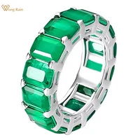 wong rain vintage 100 925 sterling silver emerald cut emerald gemstone wedding band luxury white gold women rings fine jewelry