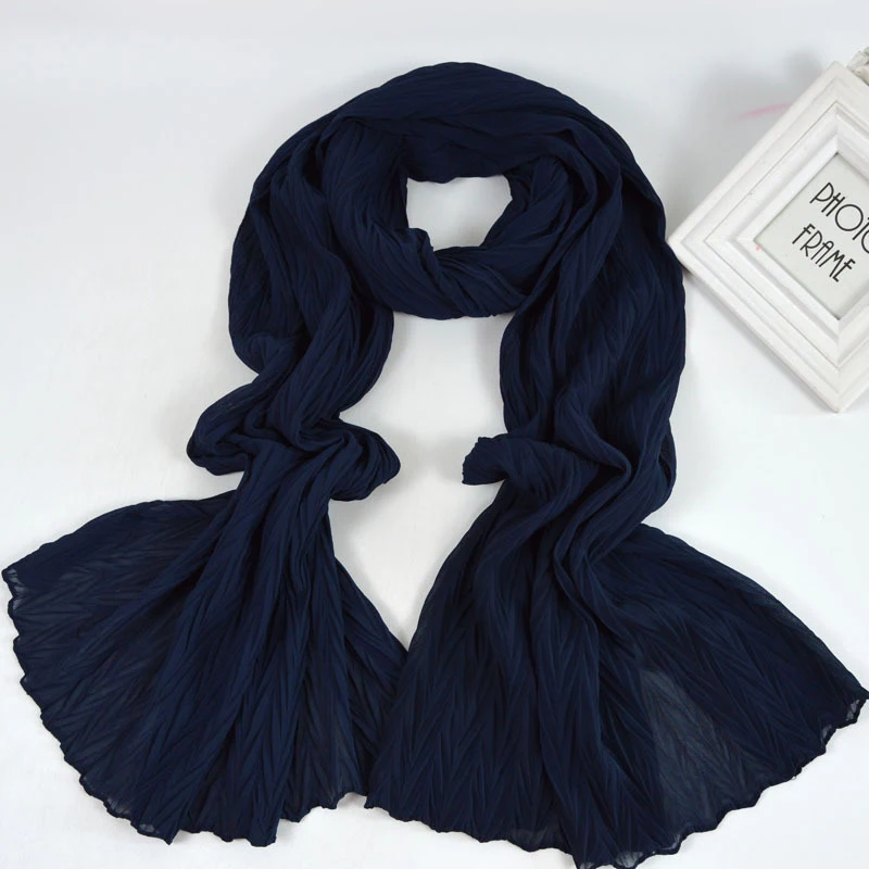 

Large Size Chiffon Scarf Women Pleated Chiffon Hijab Scarf Shawls and Wraps Head Scarves Crinkle Muslim Turban Wraps