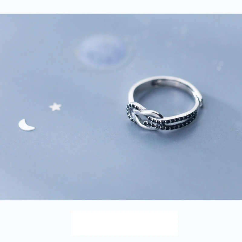 Trustdavis 100% 925 однотонные Настоящее Стерлинговое тайское серебро узел черный CZ