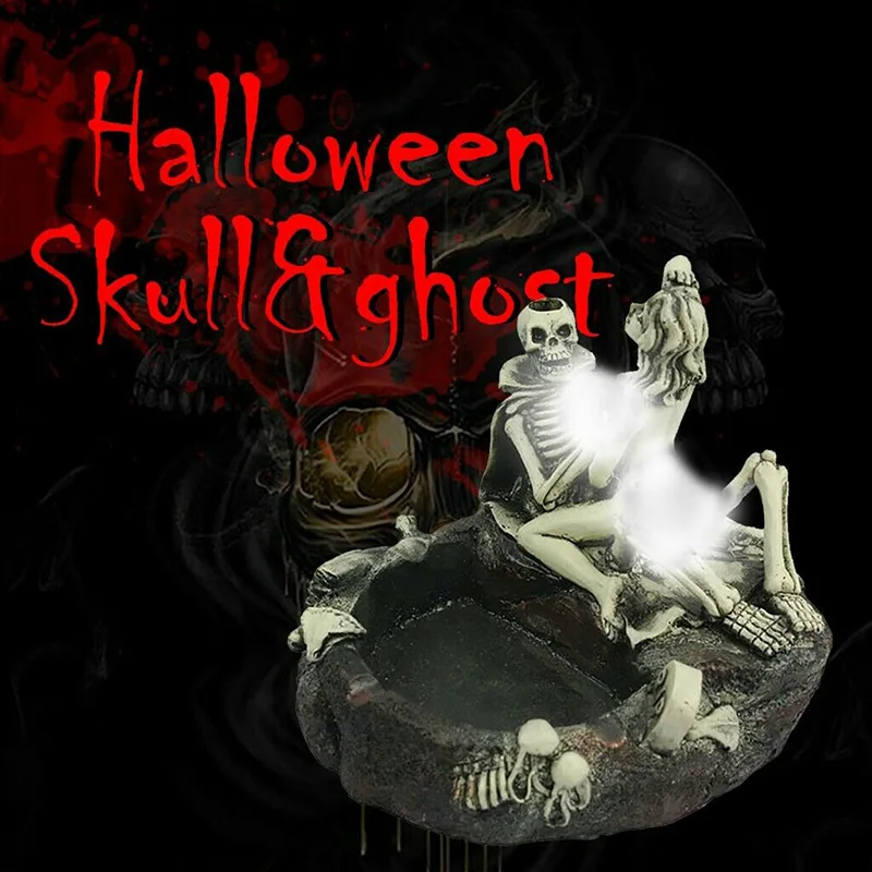 

Skeleton Ghost and Beauty Statue Craft Ashtray Skull Resin Ashtray Cigarette Accessories Men's Small Gifts