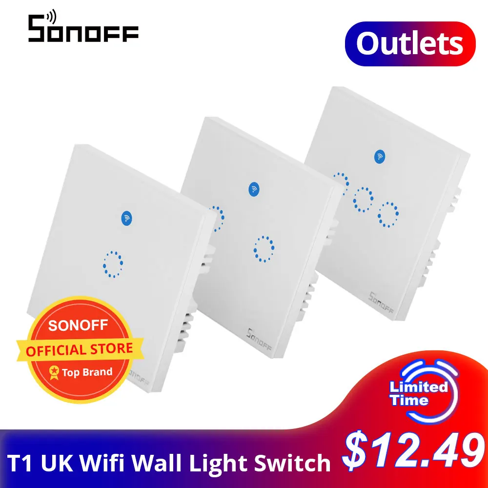 Умный настенный сенсорный светильник SONOFF Outlet T1 UK Wi Fi 86 типов панель из