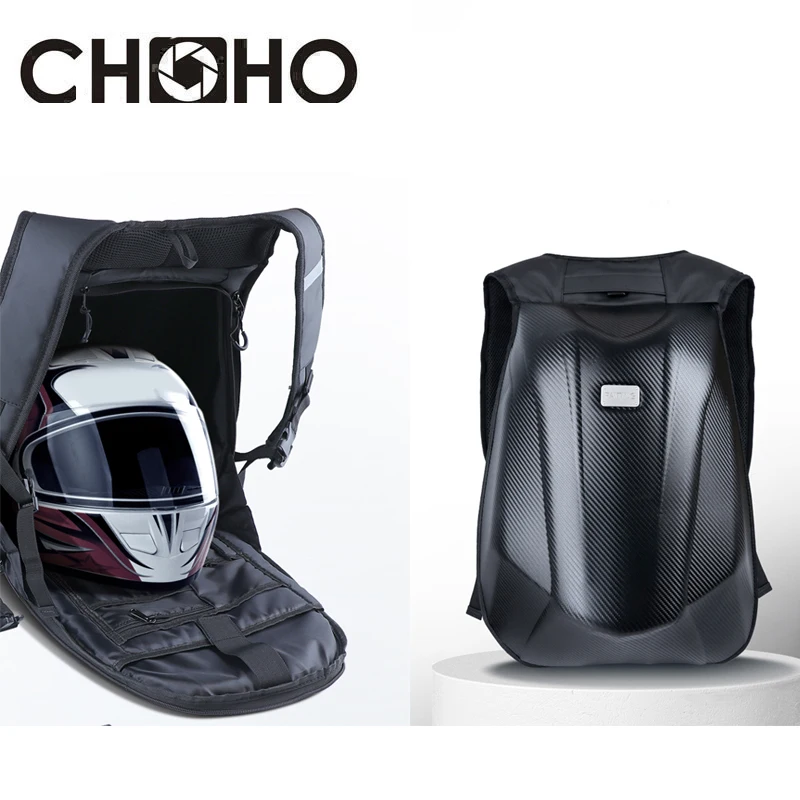 

Motorcycle backpack Bag Helmet Shoulder Laptop Case Riding Bike Waterproof Hard Carbon Fiber For Gopro Travel Vlog Storage