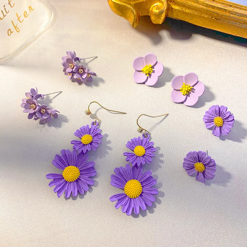 

Retro Jewelry for Women Sweet Purple Flower Butterfly Earrings 2021