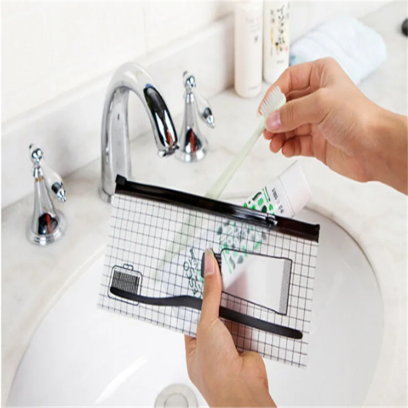 

Transparent Toothbrush Cosmetic Bag Women Travel Makeup Bag Make Up Organizer Storage Pouch Toiletry Beauty Wash Kit Case