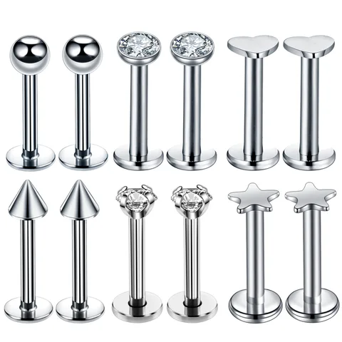 Набор сережек для пирсинга Piercing Addicter из нержавеющей стали 12 шт.