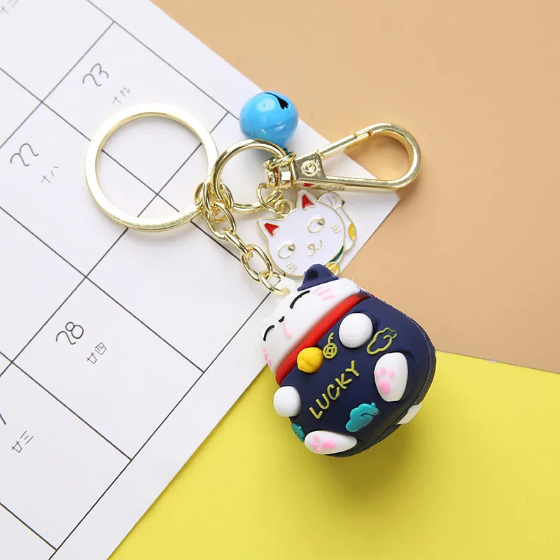 [Wholesale] 30PCS 4 Colors Car Keychain Cute Cartoon Lucky Cat Keyring Key Chain Ring Pendant Auto Accessories Creative Gift | Автомобили