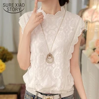 korean new hot sale 2021 fashion summer women tops sleeveless chiffon shirt lace blouse casual loose female slim shirt 57f 25