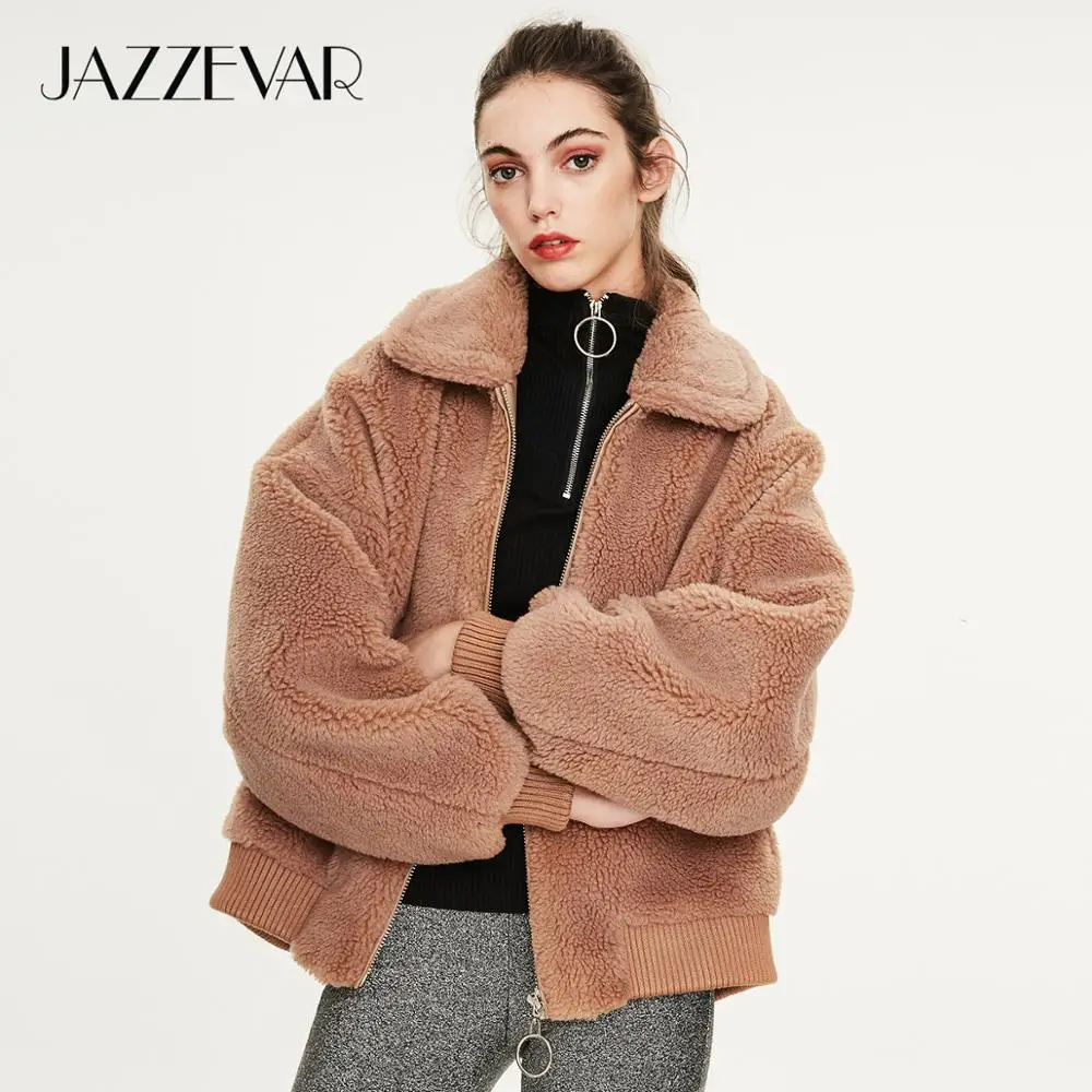 JAZZEVAR Зима Новое поступление натуральный мех дубленка женская мода пиджак медведь теплая зимняя куртка для женщин K9050