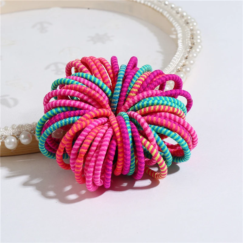 S4-3cm 50PCS 50 шт./лот, 3 см, милые цветные резинки для волос для девочек, аксессуары для волос, эластичная веревка для детей, детская бабочка, конский хвост, держатель, модные резинки - Цвет: S4-3cm 50PCS