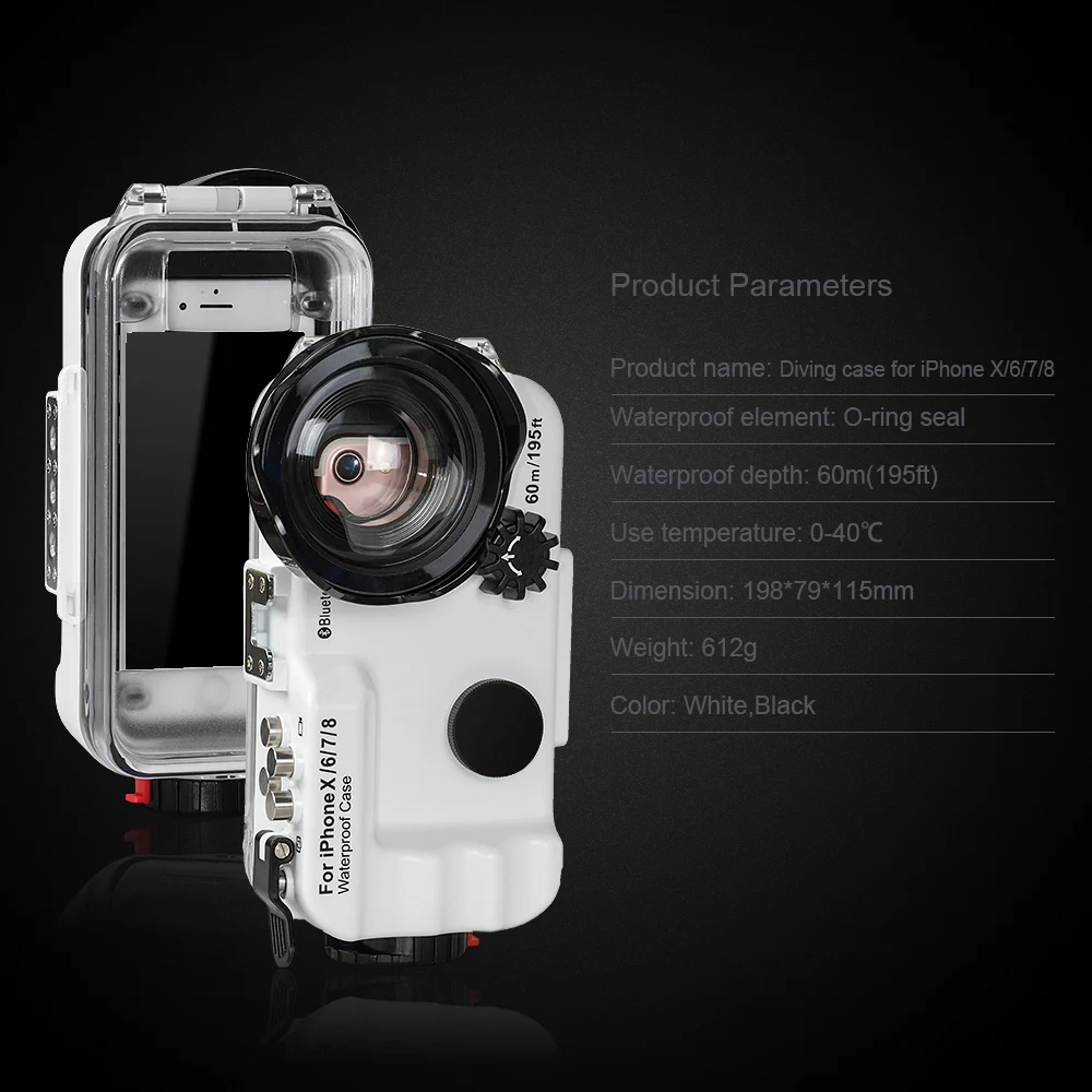 Подводный Водонепроницаемый Дайвинг чехол для телефона iPhone X/6/7/8 (60 м/195ft] Фото