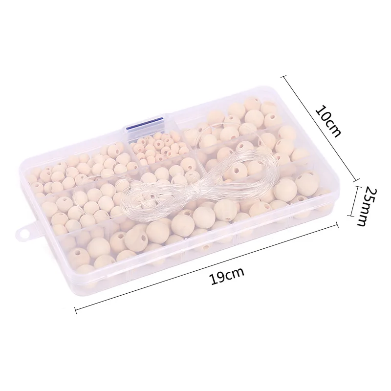 

300pcs Mixed Size Round Wood Beads Loose Diy Unfinished Beads Jewelry Making Handmade Clothing Beads Tool