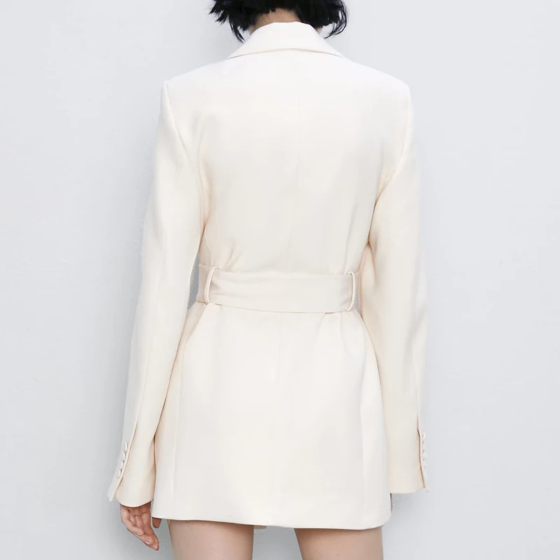 Женский пиджак с поясом и отложным воротником приталенный пикантный офисный