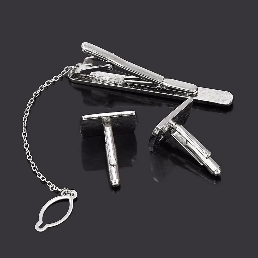 Запонки и зажим для галстука мужские классический узор запонки набор ювелирных