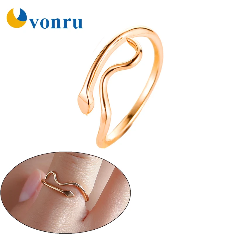 Женское регулируемое кольцо с волной Простые открытые свадебные кольца