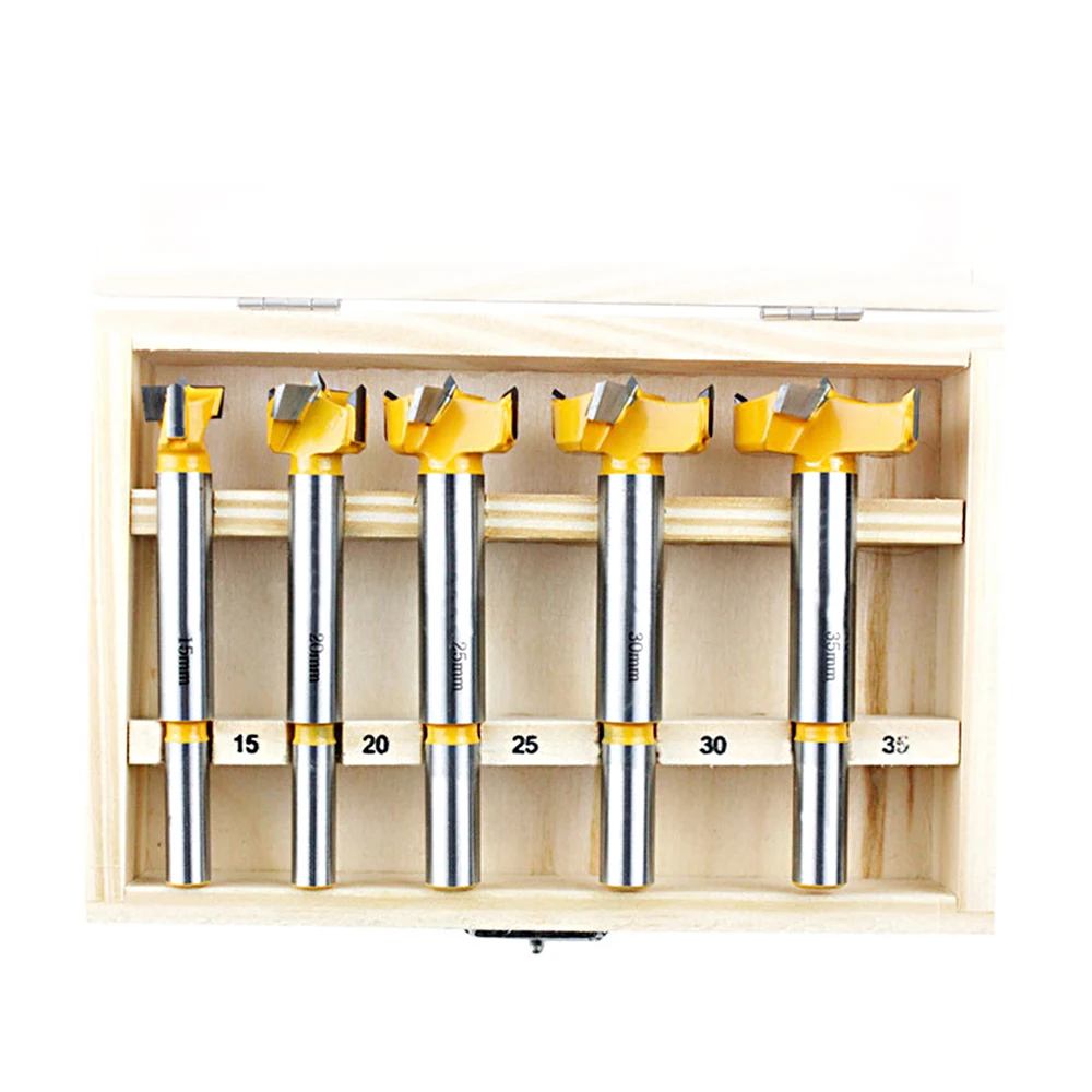 

5pcs Forstner Drill Bits Set Carbon Steel Hole Cutter Drill Bit Hole Saw Bits Auger Opener for Wood Plastic Plywood Forstner Bit
