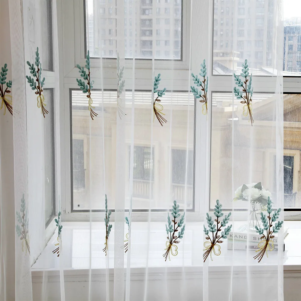 Модные прозрачные Занавески с цветами тюль драпировка для окон 1 панель ткань