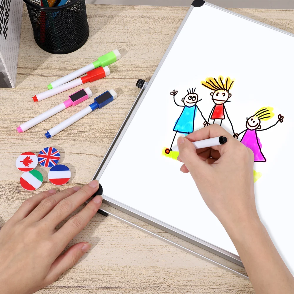 

STOBOK Double-sided Magnetic Whiteboard 14 x 14" Small White Board Dry Erase Board Perfect Home Office School Supplies