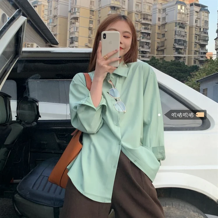 Размера плюс весенняя одежда 2021 новый корейский Стиль рубашка с длинными