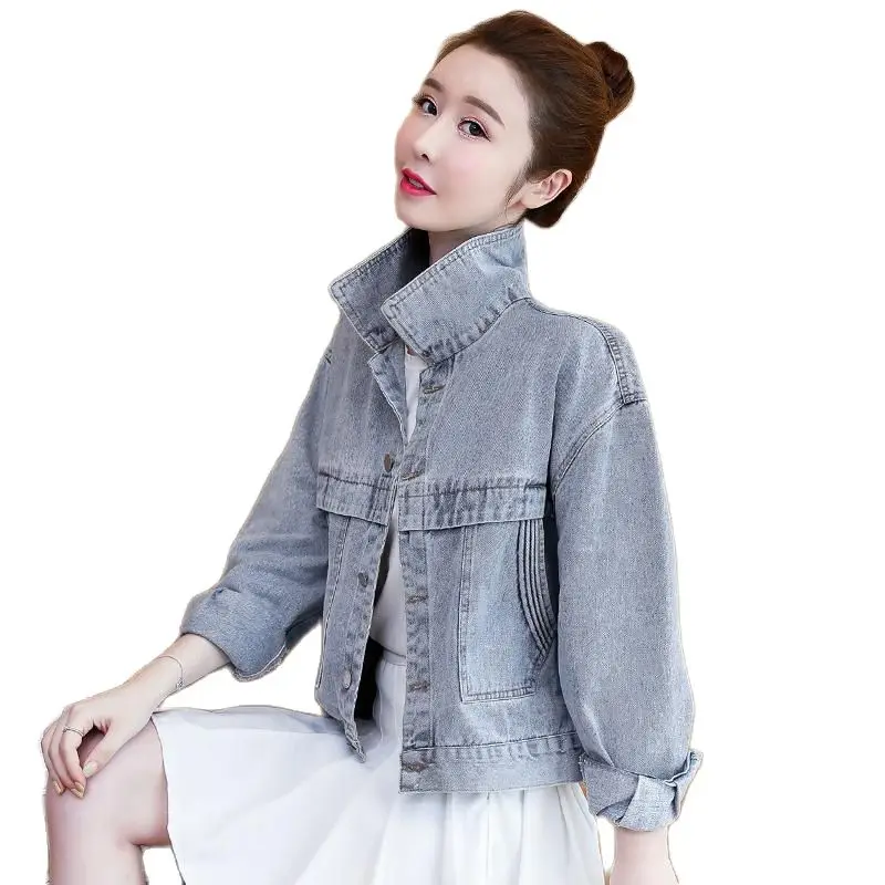 

2021 новые весенние Свободные Письмо печати джинсовая куртка Женская мода тонкая Ins Harajuku топы, джинсовая куртка для девочек на осень 476