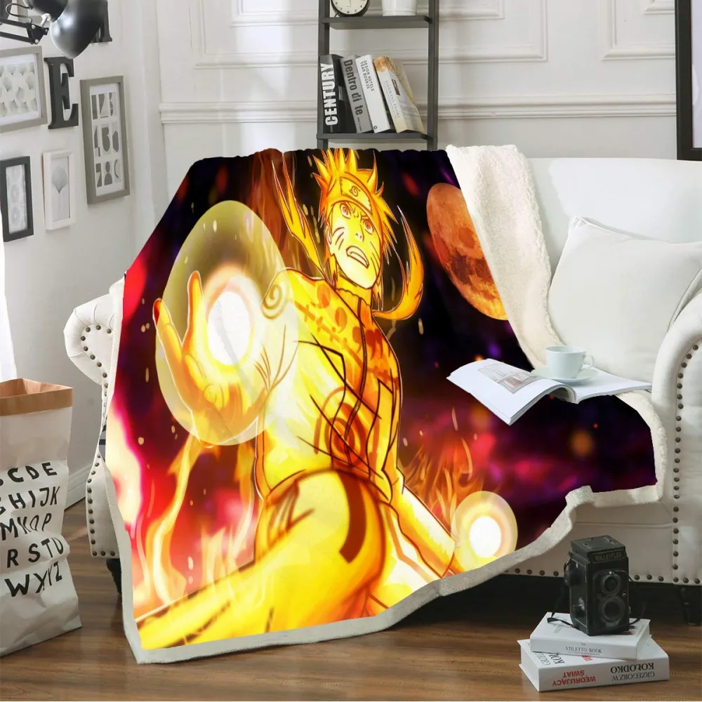 Одеяло из шерпы с 3D принтом аниме Наруто покрывало для кушетки постельное белье