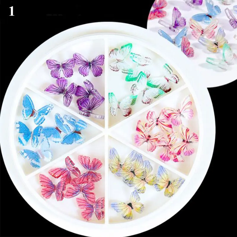 

1 box 3D Butterfly Nail Art Decorations Diamond Nail Decor Shinning Rhinestones Decal Nails Accessories Charms Manicure Supplies