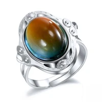 retro color change mood ring oval emotion feeling changeable adjustable ring temperature control color rings for women men
