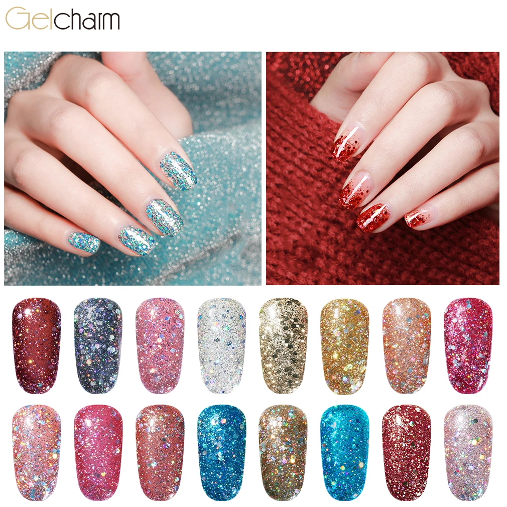 Gelcharm 8 мл Алмазный Гель-лак для ногтей блеск УФ-гель маникюр Блестящие Блестки