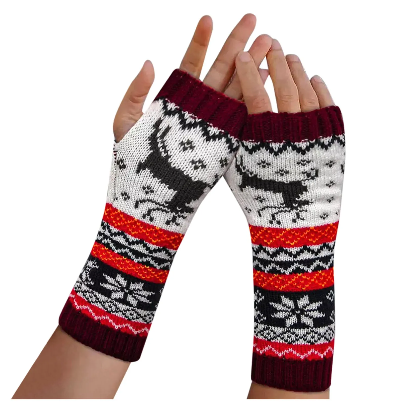

Santa Claus Women Mittens Handmade Small Flower Warm Hand Hook Female Gloves Woolen Cotton Stylishly Thickening Ladies Gloves