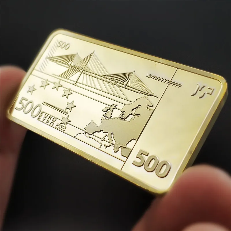 Европейский 500 Золотая банкнота евро бар 24 к 999,9 позолоченные металлические стержни сувенир подарки Коллекционная для декорации