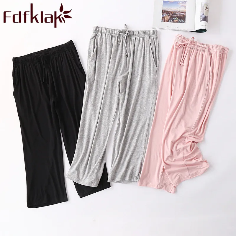 Fdfklak Modal Sleeping Pants For Women Bottoms Pijama Trousers Spring Summer New Sleepwear Pants Pink/Black Lounge Wear