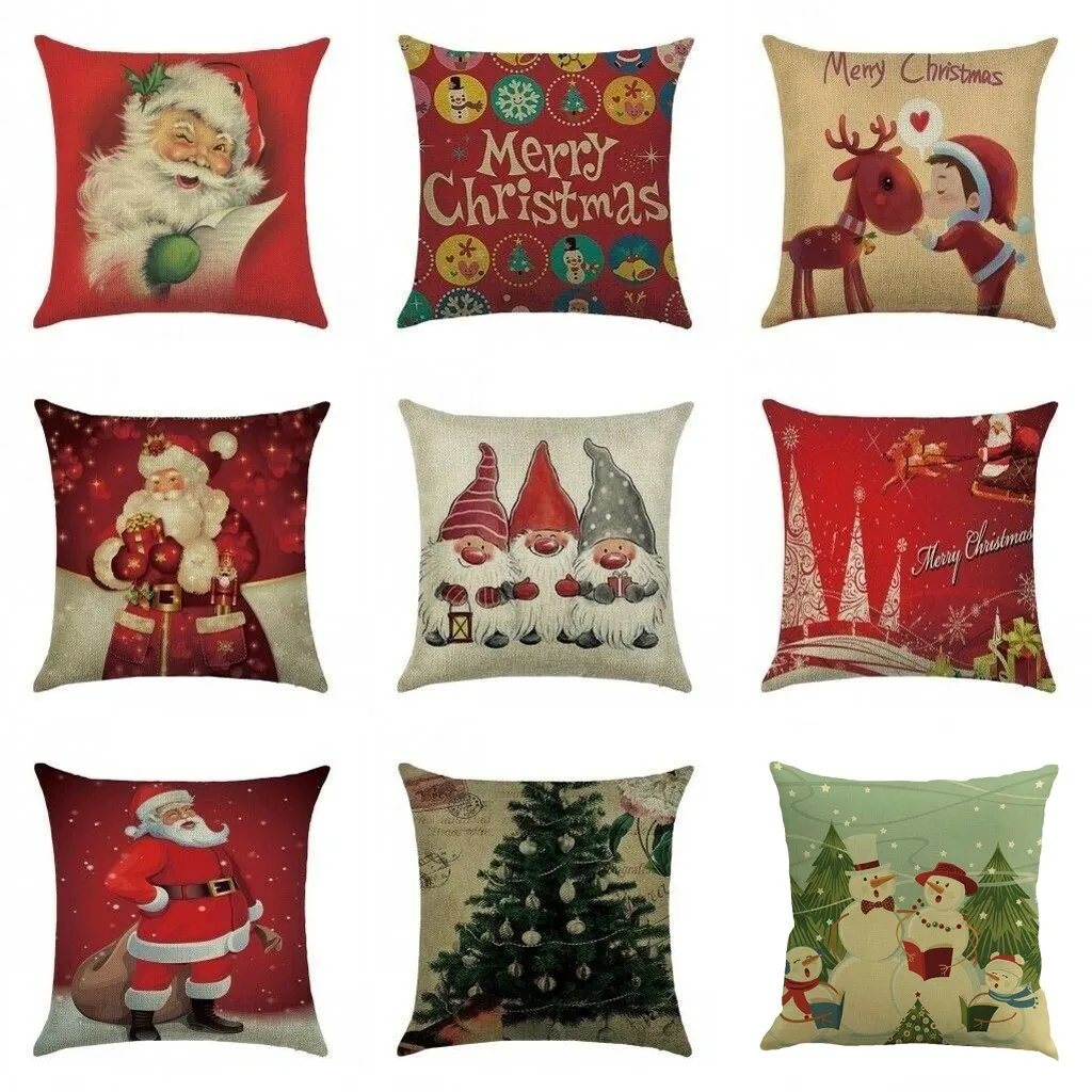 

Ouneed Christmas Cartoon Printed Cotton Linen cushion cover Pillowcase sofa cushions Pillow cases pillow cover cojines almofadas