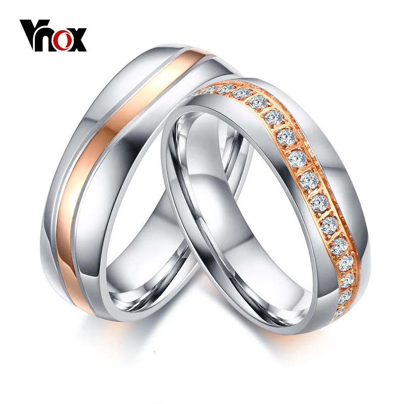 Vnox Роскошные CZ Камни Свадебные Кольца группа для Для женщин мужчин волна линии