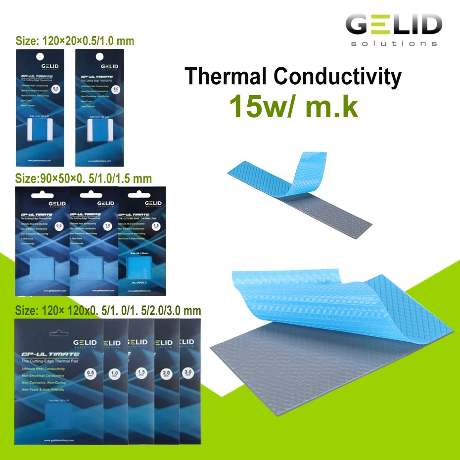 GELID Solutions GP-Ultimate 15W/MK Thermal Pad for CPU GPU Motherboard Graphics Card Multi-size Silicone Grease pad