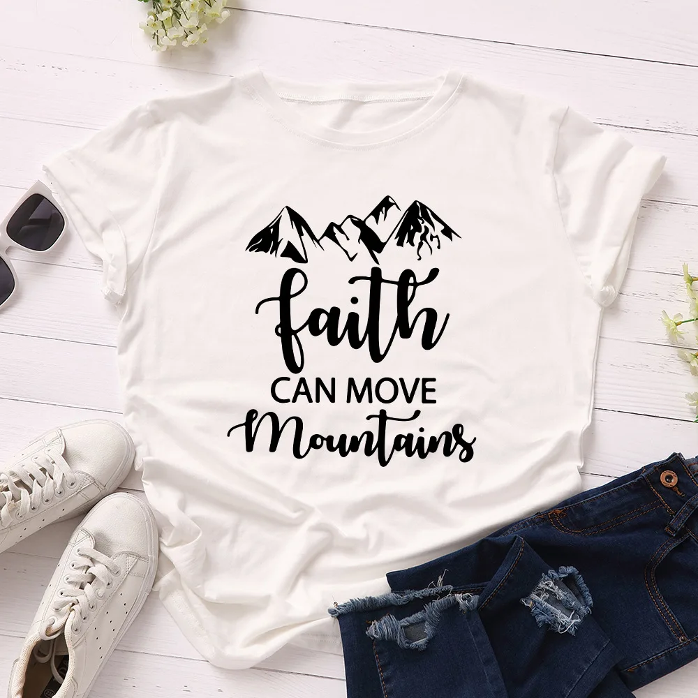 

Fashion Mountains Letter Print T Shirt Women 100% Cotton O Neck Short Sleeve Summer T-Shirt Tops Casual TShirt