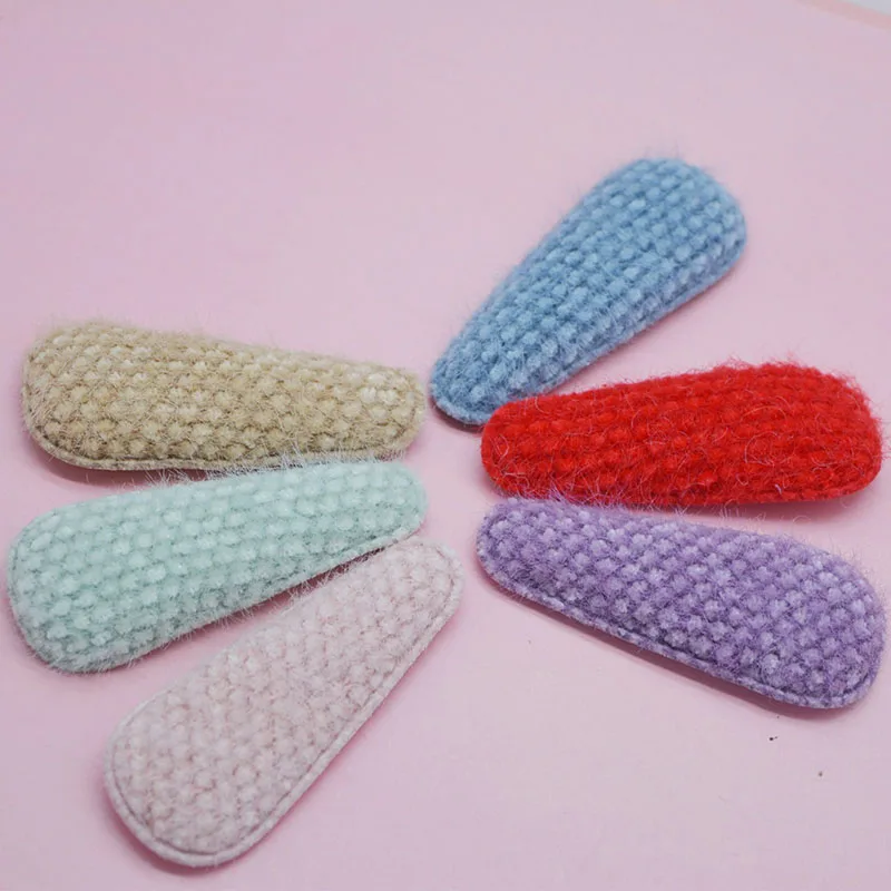 36 шт./лот 6 см Пушистый фетровый мягкий зажим для волос с аппликацией DIY ручной