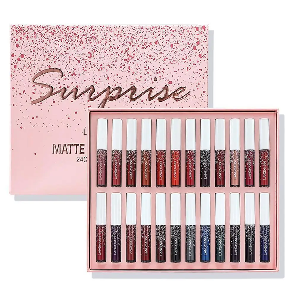 

24 Colors/Set Matte Lipstick Set Waterproof Long Lasting Makeup Fashion Nude Pigment Matte Velvet Batom Gloss Women Lip Lip X3S2