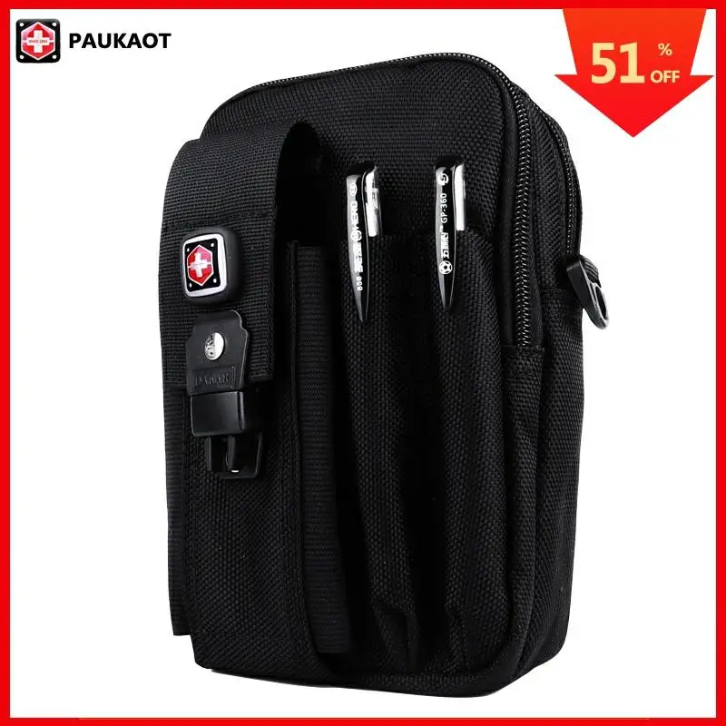 

PAUKAOT Multifunctional Belt Bag Travel Fanny Waist Packs Mobile Phone Pouch Oxford 1680D For Men Bum Bag Male Small Pockets