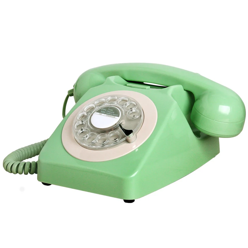 Vintage Style Corded Phone Landline Phone Retro Old Fashioned Rotary Dial Home Telephone with Mechanical & Electronic Ringtone